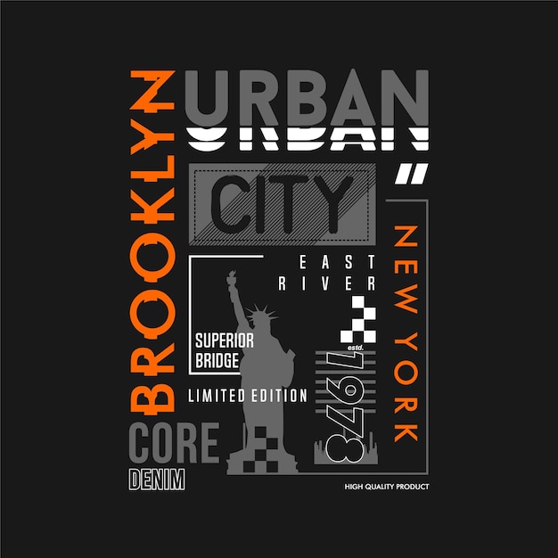 Brooklyn Miejskiego Miasta Tekstowego Wektor Graficzny Ramki