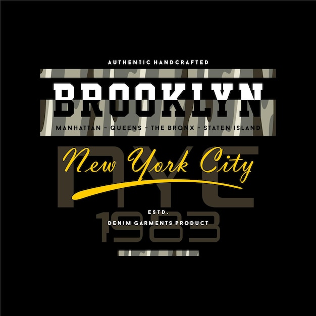 Brooklyn New York City Armia Temat Graficzny T Shirt Projekt Typografii Ilustracji Wektorowych