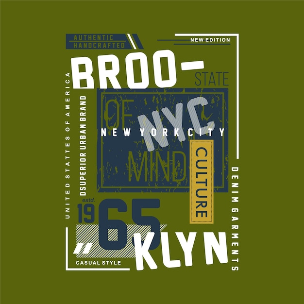 Brooklyn New York City Ramka Tekstowa Grafika T Shirt Design Typografia Ilustracji Wektorowych