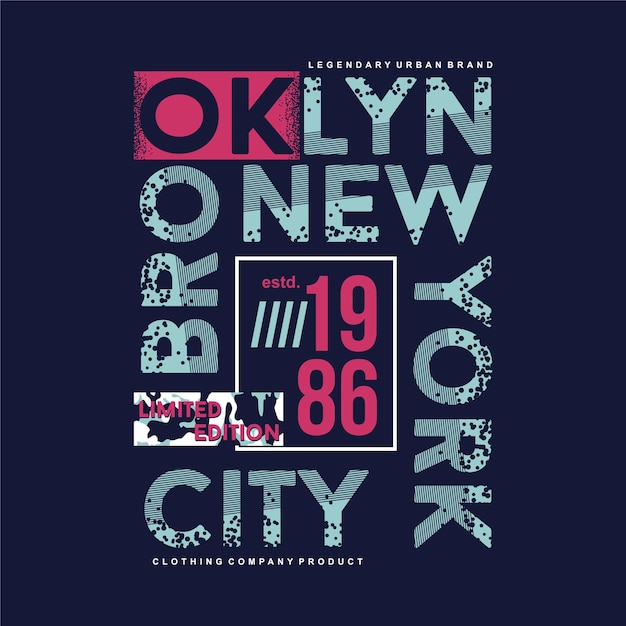 Brooklyn New York City Typografia Graficzna Tekst Rama T Shirt Wektor Ilustracja Projektu