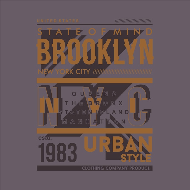 Brooklyn Nyc Ramka Tekstowa Grafika Typografia Wektor Projekt Koszulki
