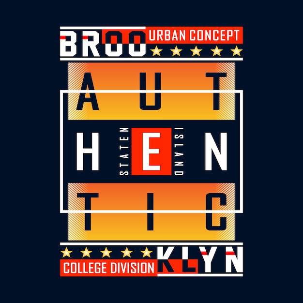 Brooklyn Tee Typografia Projekt Graficzny Do Druku Ilustracji Wektorowych Sztuka Vintage