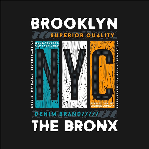 Brooklyn The Bronx New York City Graficzny T Shirt Ilustracja Typografii