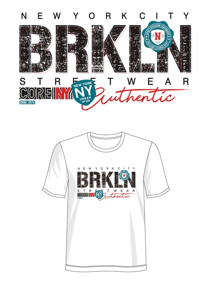 Wektor brooklyn typografia do koszulki z nadrukiem