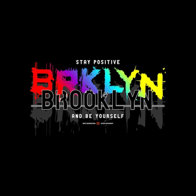 Brooklyn Typografia Ilustracja Projekt Premium Wektor