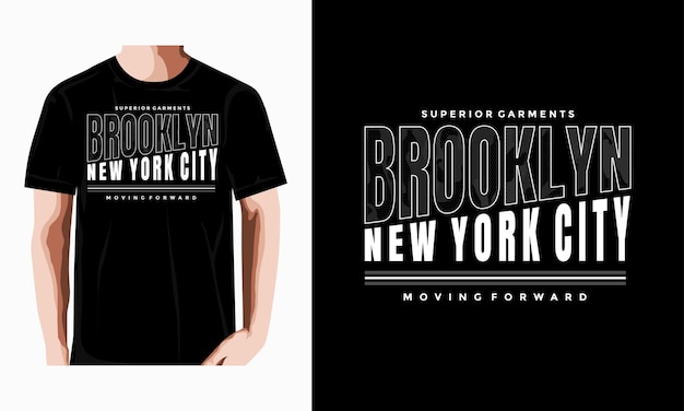 Brooklyn Typografia Tshirt Projekt Wektor Premium