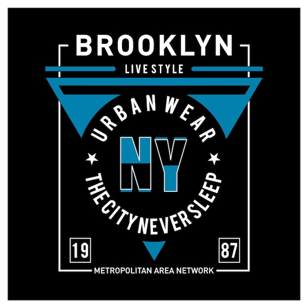 Brooklyn Urban Wear Typografia Graficzny Projekt T Shirt