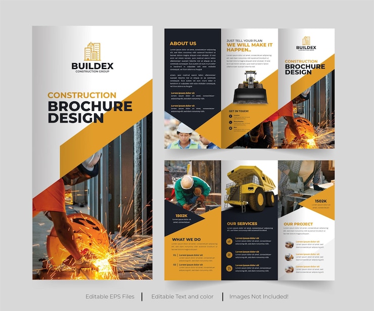 Wektor broszura budowlana trifold