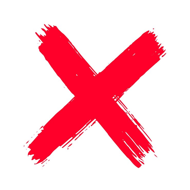 Wektor brudna ręka grunge narysowana pociągnięciami pędzla krzyż x ikona ilustracji wektorowych krzyżyk znak zły symbol