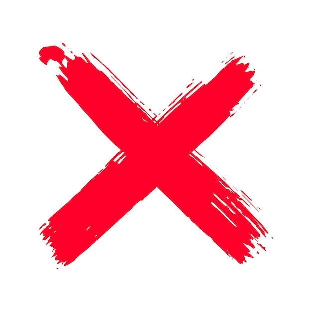 Plik wektorowy brudna ręka grunge narysowana pociągnięciami pędzla krzyż x ikona ilustracji wektorowych krzyżyk znak zły symbol