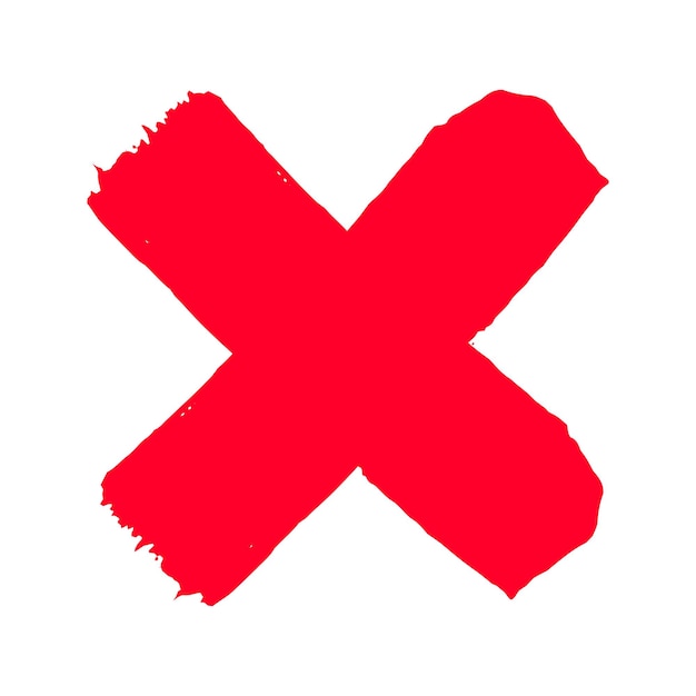 Brudny Grunge Ręcznie Narysowany Pociągami Pędzla Krzyż X Ikona Ilustracji Wektorowej Krzyż Znak Niewłaściwy Symbol