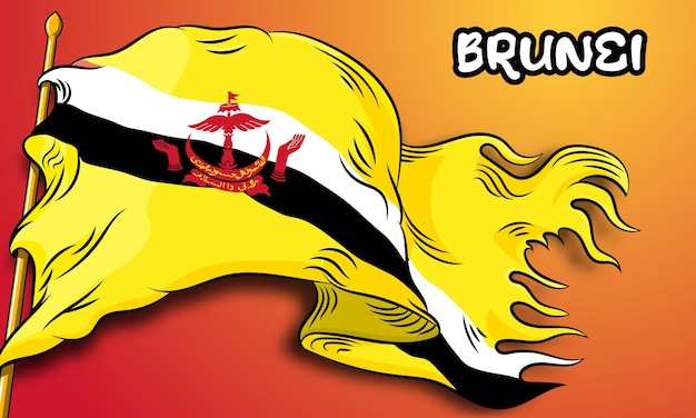 brunei darussalam wektor flaga z ręcznie rysowane