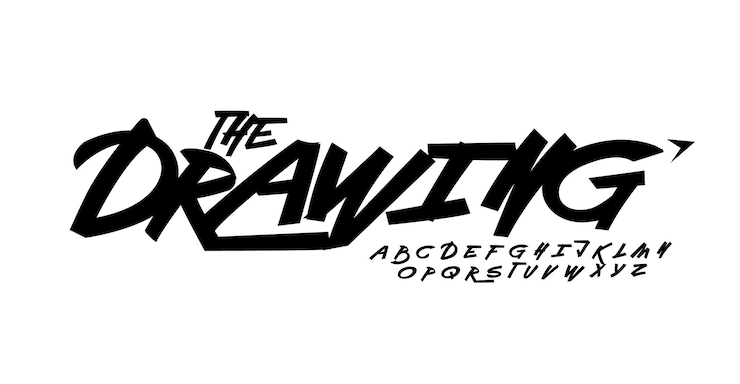 Wektor brushpen rysowanie czcionka freestyle dynamiczne litery street art alfabet dla hiphop branding wyrazisty