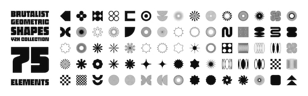 Brutalistyczne geometryczne kształty symbolizują proste prymitywne elementy i formy Bauhaus retro design modny