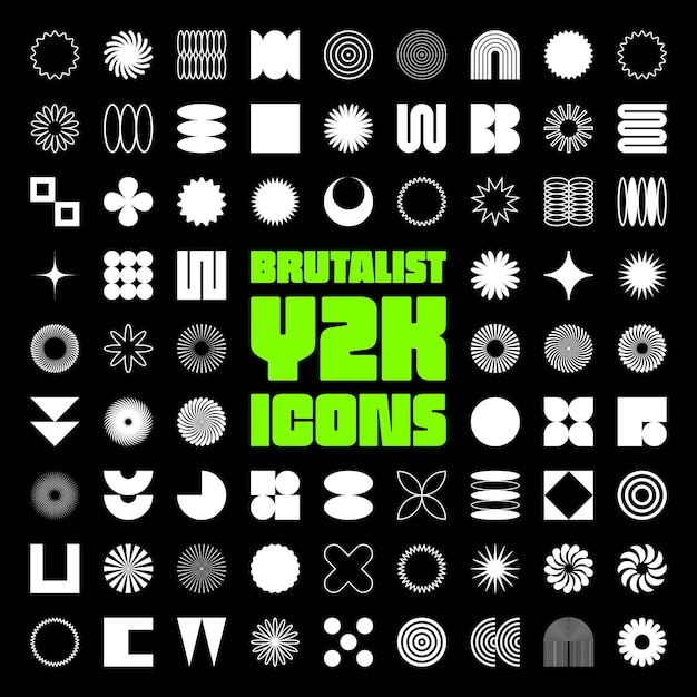 Brutalistyczne geometryczne kształty symbolizują proste prymitywne elementy i formy Bauhaus retro design modny