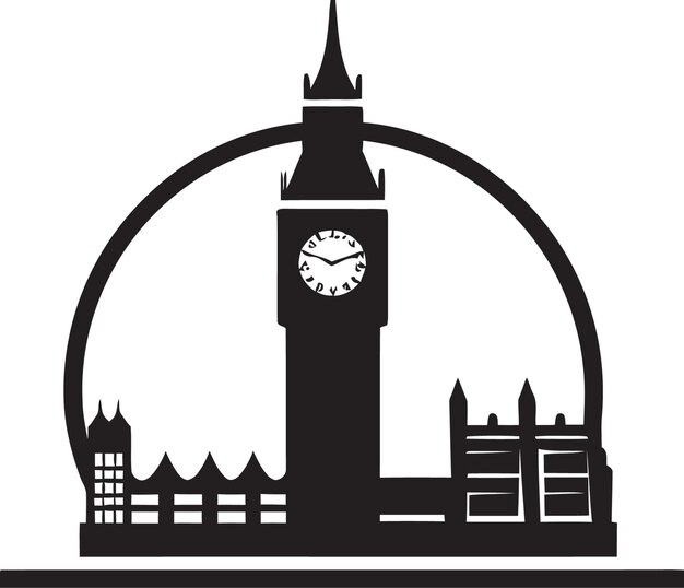 Plik wektorowy brytyjska sylwetka stolicy londyn ikona wektorowa thames riverside view czarny londyn design