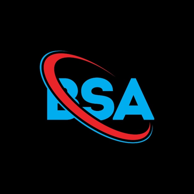 BSA logo BSA litera BSA logo inicjały BSA logo powiązane z okręgiem i dużymi literami monogram logo BSA typografia dla biznesu technologicznego i marki nieruchomości