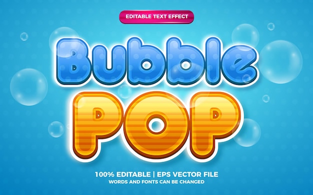 Bubble Pop 3d Dzieci Kreskówki Edytowalny Efekt Tekstowy