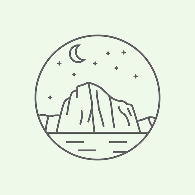 Budge Park Narodowy Yosemite Grafika Liniowa Logo El Capitan Wektor Ilustracja Projektu