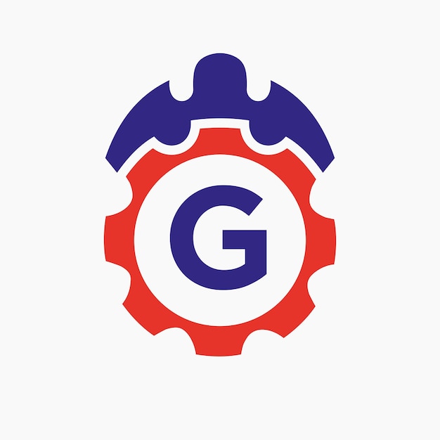 Budowa Logo Litera G Koncepcja Z Ikoną Koła Zębatego Inżynieria Architekt Naprawa Logotypu