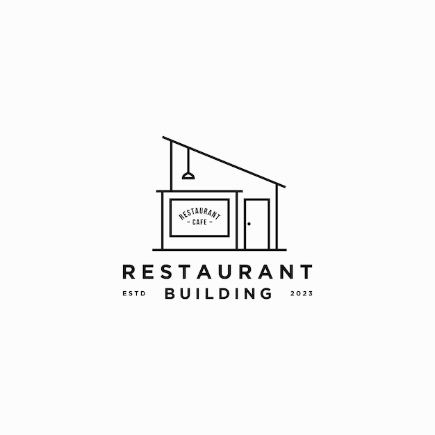 Budynek Kawiarni Restauracyjnej, Okno Z Przodu Otwarte Z Naklejkami Znak Graficzny Napis Projekt Logo