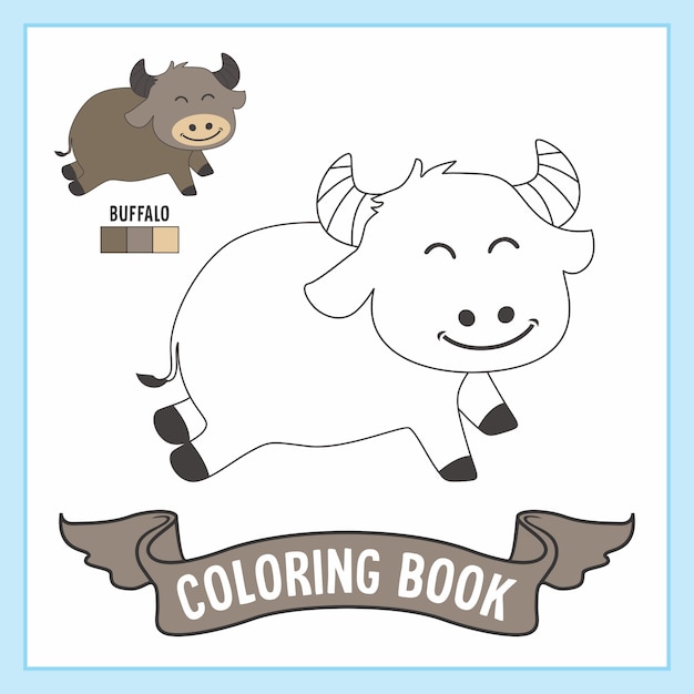 Buffalo Animals Coloring Book Pages