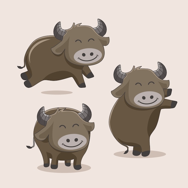 Buffalo Cartoon Cute Animals