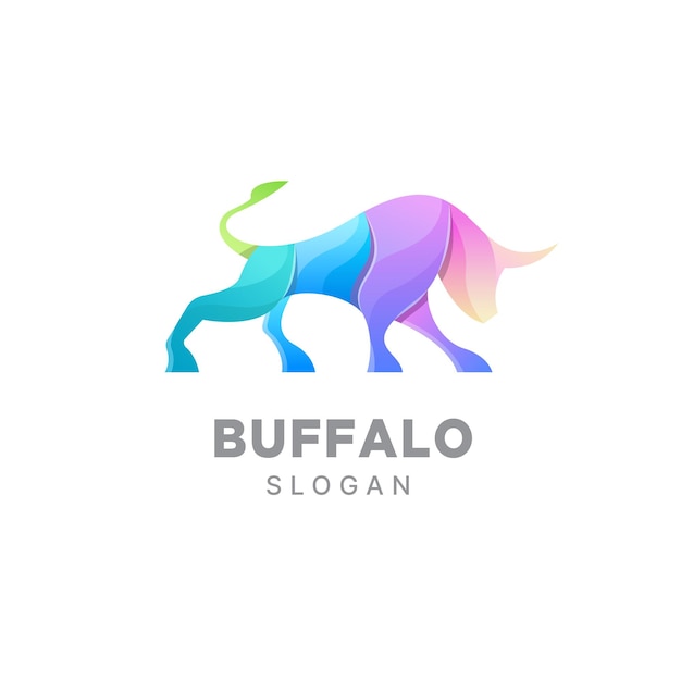 Buffalo Logo Projekt Gradientu Kolorowy Szablon