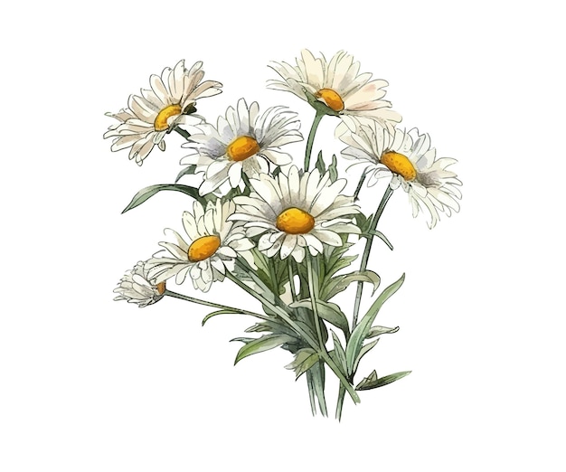 Bukiet kwiatów kwiatów rumianku Wektorowy projekt ilustracji