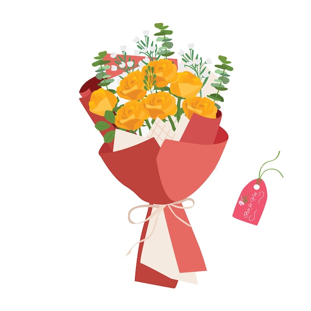 Bukiet róży Bukiet róży ilustracja wektorowa Kwiat miłości Bukiet kwiatowy owinięty w papier podarunkowy