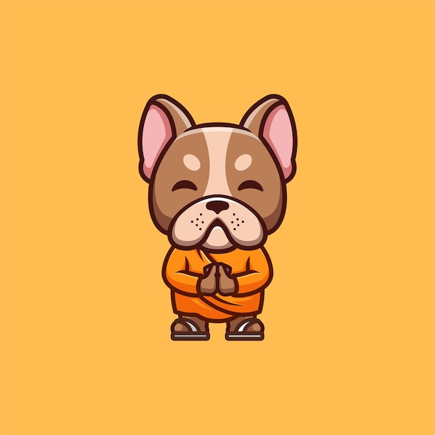 Buldog Francuski Mnich śliczne Kreatywne Kawaii Kreskówka Maskotka Logo