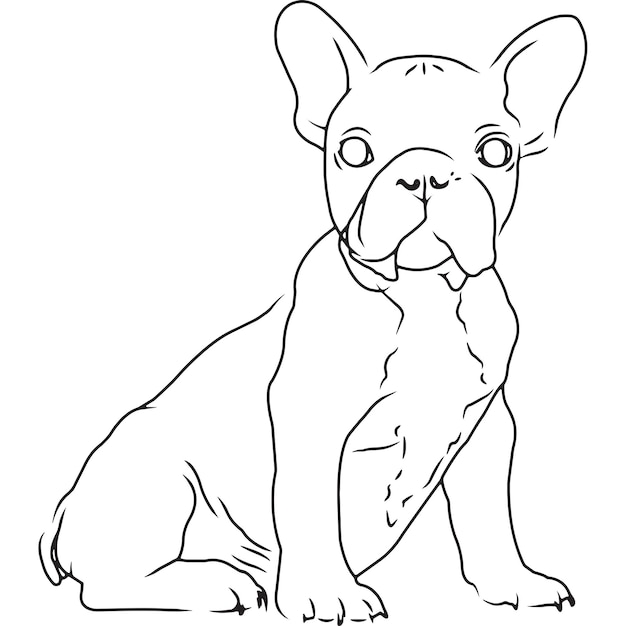 Buldog Francuski Pies Ręcznie Naszkicowany Wektor Rysunek
