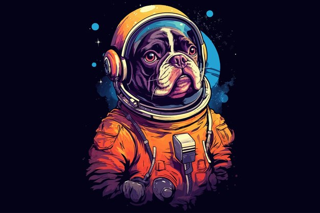 Buldog francuski w hełmie astronauty na koszulce polo ilustracji wektorowych