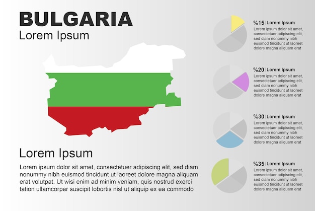 Bułgaria Infografika Szablon Wektor Ogólnego Użytku Z Wykresem Kołowym Bułgaria Flaga Kraju Mapa Graficzna