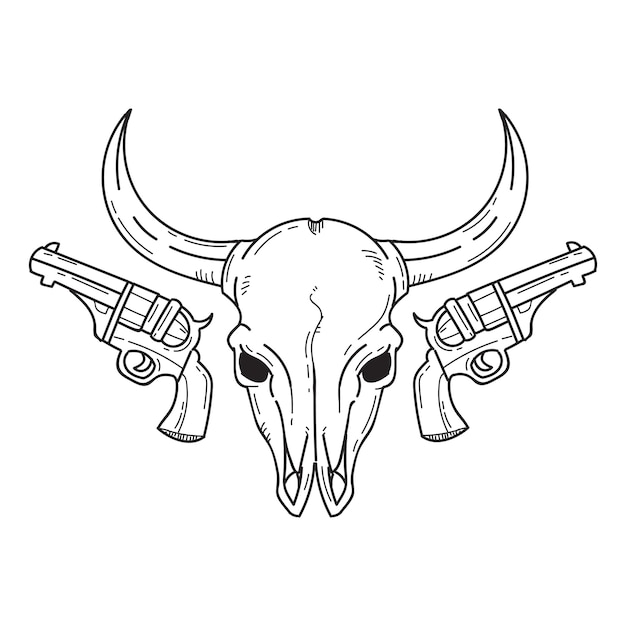 Plik wektorowy bull head and pistols