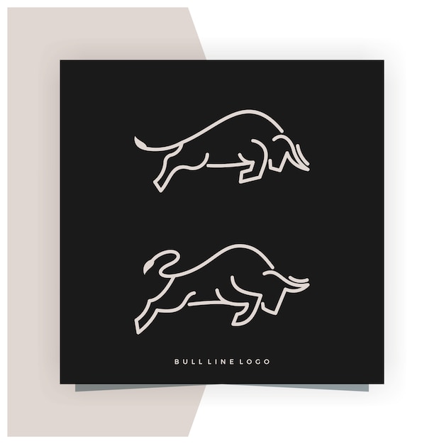 Bull Line Outline Monoline Logo Design Inspiration