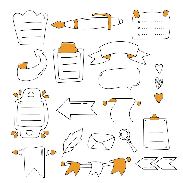 Bullet journal gryzmoły ręcznie rysowane elementy do notebooka Planner etykieta pamiętnik Szkic kulas stylu