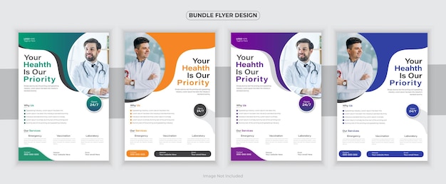 Plik wektorowy bundle medical flyer lub dl flyer i rack card design template