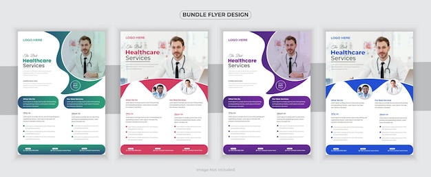 Plik wektorowy bundle medical flyer lub dl flyer i rack card design template