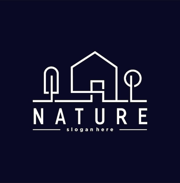 Bungalow Natura Dom Logo Linia Symbol Sztuki Projekt Wektor