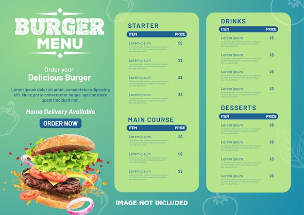 Burger A4 Menu