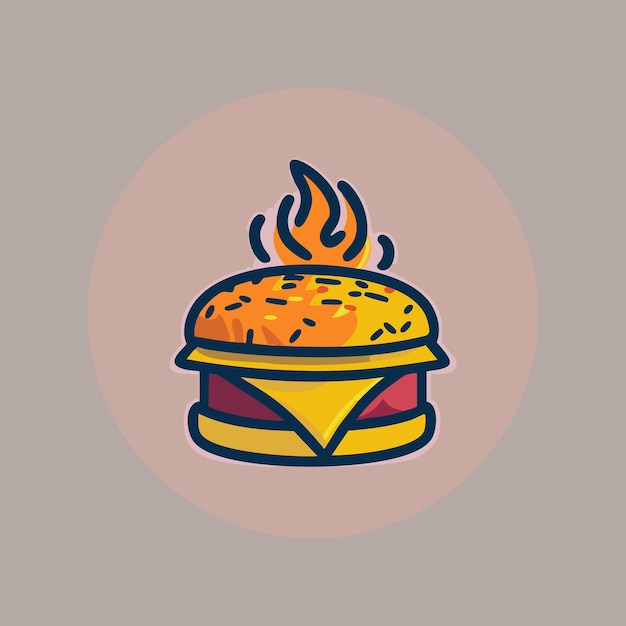Plik wektorowy burger cheese with fire kreskówka ikona wektorowa ilustracja ikona obiektu żywności koncepcja