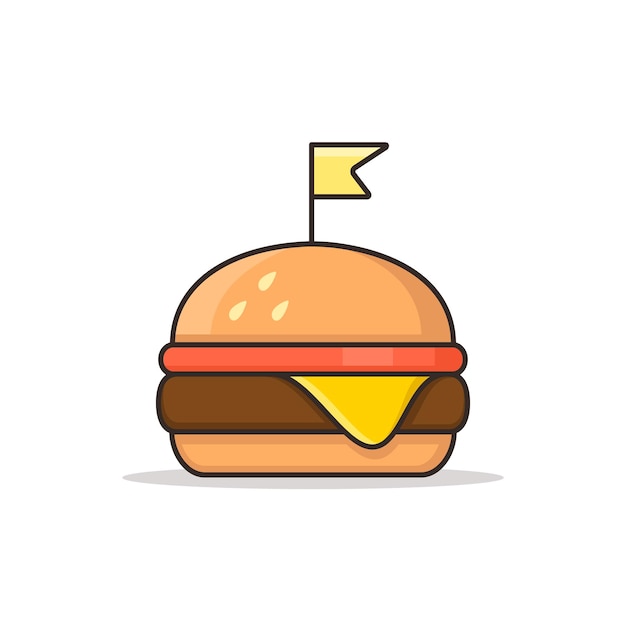 Burger Ikona Wektor Kolor Znak Fast Food Symbol Stylu Retro Na Białym Tle Ilustracja