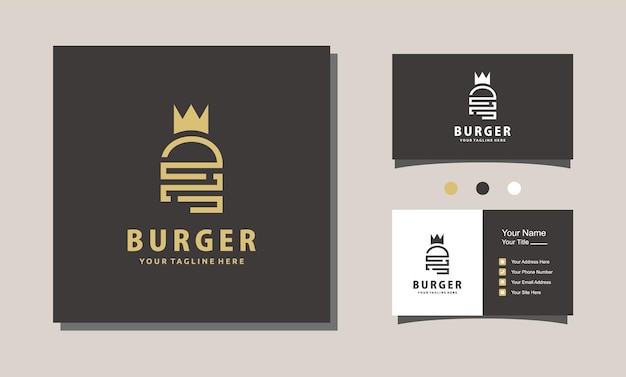 Burger King Hamburger Grafik Minimalistyczny Projekt Logo Restauracja Godło Płaski Wektor