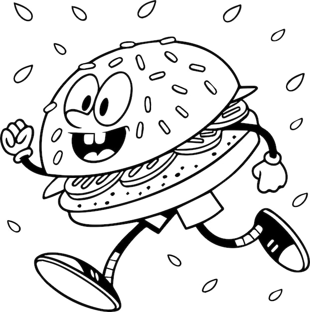 Burger Line Art Silhouette Vector Burger Line Art wektor izolowany na białym tle