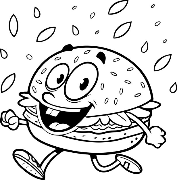 Burger Line Art Silhouette Vector Burger Line Art wektor izolowany na białym tle