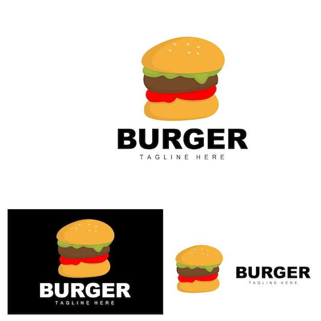 Burger Logo Chleb Wektor Mięso I Warzywo Fast Food Projekt Burger Sklep I Produkt Marka Ikona Ilustracja