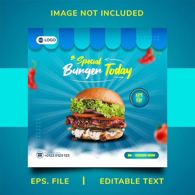 Burger Plakat Sprzedaż Promocja W Mediach Społecznościowych I Projekt Szablonu Plakatu Banera Na Instagramie