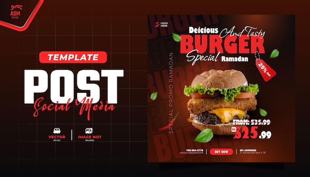 Burger Social Media Instagram Feed Banner I Szablon Ulotki Do Promocji