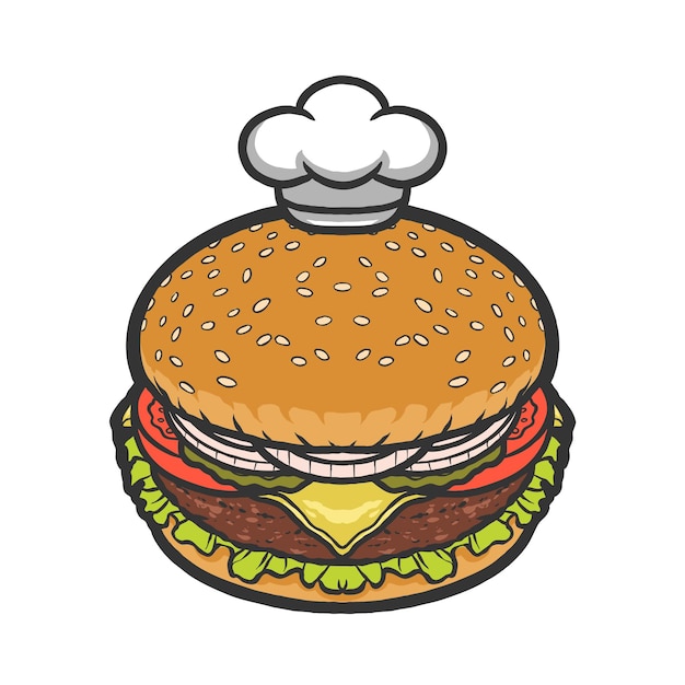 Burger Z Wektorem Projektowania Logo Koki Hat